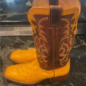 Justin Full Quill Ostrich Boots big square toe
